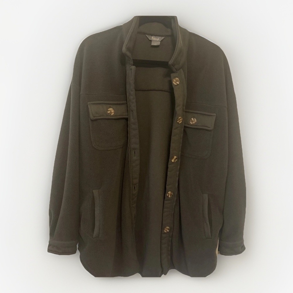 Natural Reflections Bass Pro Shops Women Olive Green Fleece Shacket Large